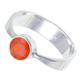 JEWELSTREZORO Karneol Edelstein Bandring Männer & Frauen Bandring Bandring 925 Sterling Silber Bandring Geschenkartikel Handarbeit TSR124E_66 (21.0)