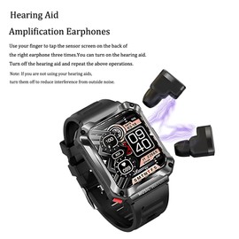 Hipipooo Smartwatch mit Bluetooth-Kopfhörer, 1,96-Zoll-HD-Touchscreen-Aktivitäts-Fitness-Tracker-Uhr, wasserdichte Sport-Smartwatch mit Blutsauerstoff-Blutdruck-Übungsmonitor (Schwarz)