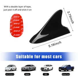 Augeny - Antena de aleta de tiburón para coche, decoración aérea universal con cinta adhesiva, decoración de antena de techo de señal de radio, accesorios de decoración de antena exterior de vehículo (negro)