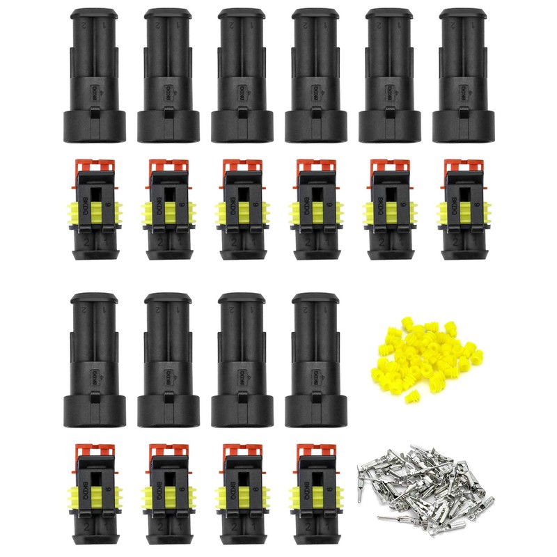 QWORK® 10 pieces car plug waterproof connector 2 pin, cable