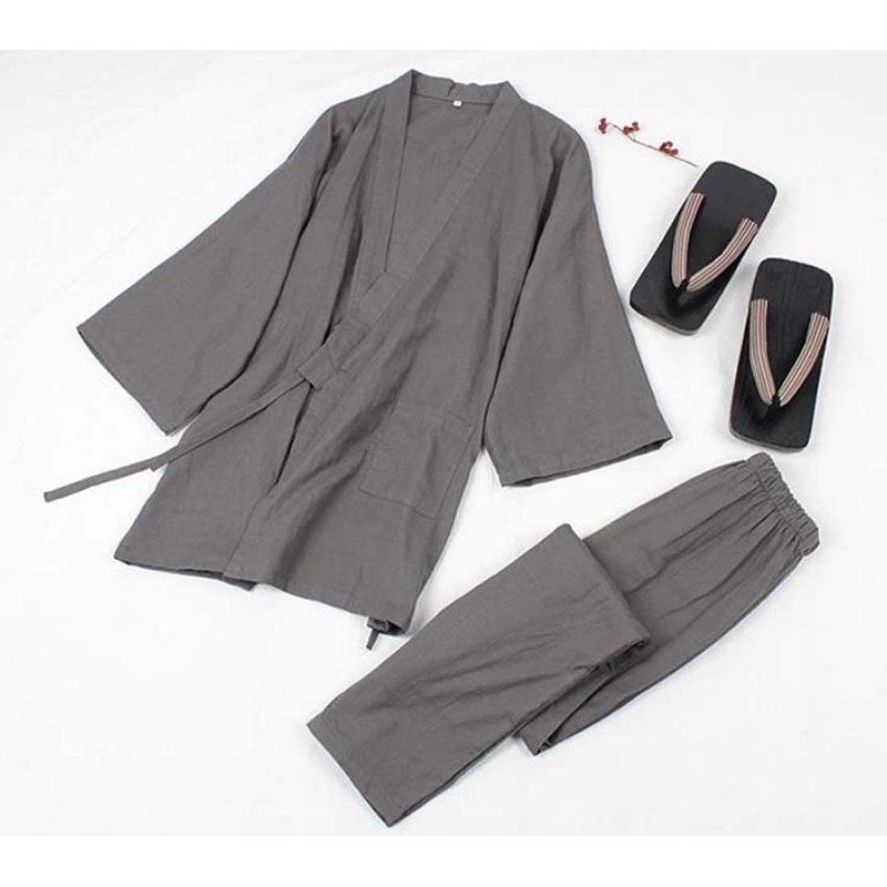 Classical Japanese Style Pajamas Traditional Cotton Bathrobe Kimono Casual Clothes
