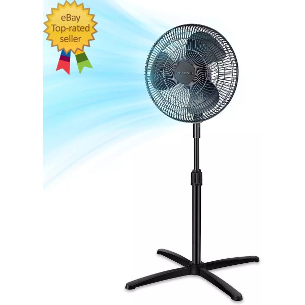 N/A Fan Portable 16 Inch Pedestal Fan 3-Speed 90° Oscillation