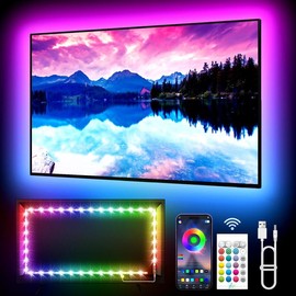 KANTUTOE RGB TV LED Lights Behind, 13.3FT LED Lights for 33-66 Inch TV,TV Backlights,  Music Sync Bluetooth APP and Remote Control TV LED Strip Lights USB Powered for Gaming/Bedroom home party decoration party decoration home party rgb  led - size: 16.4F