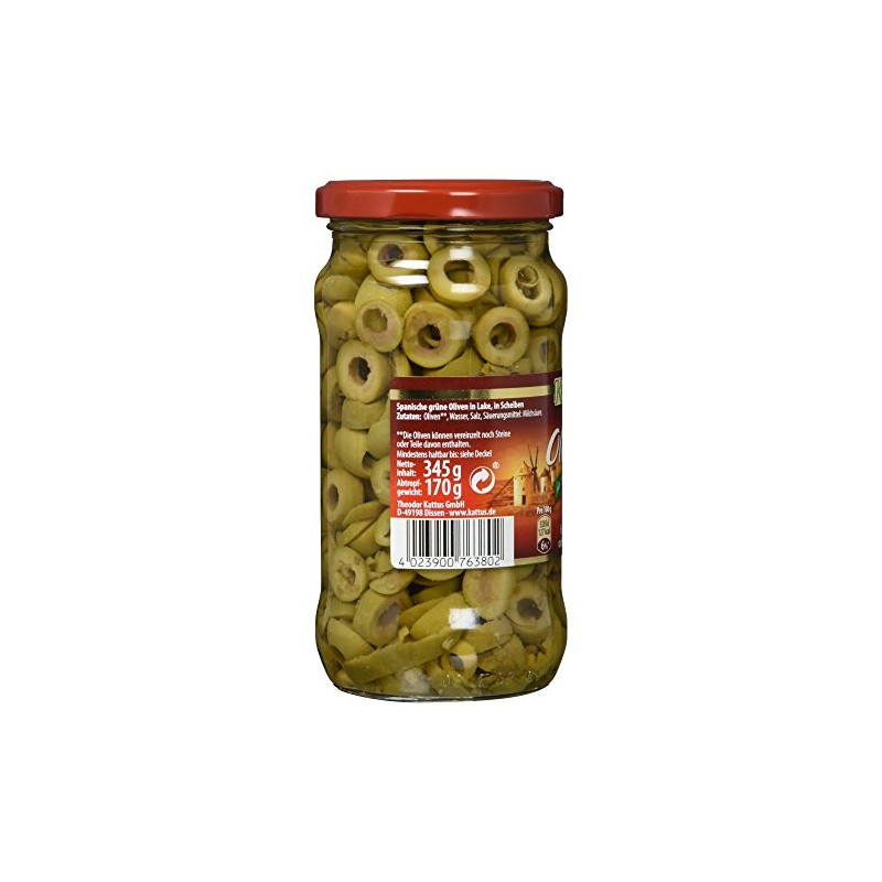 Kattus Spanish Green Olives in Slices, 170 g