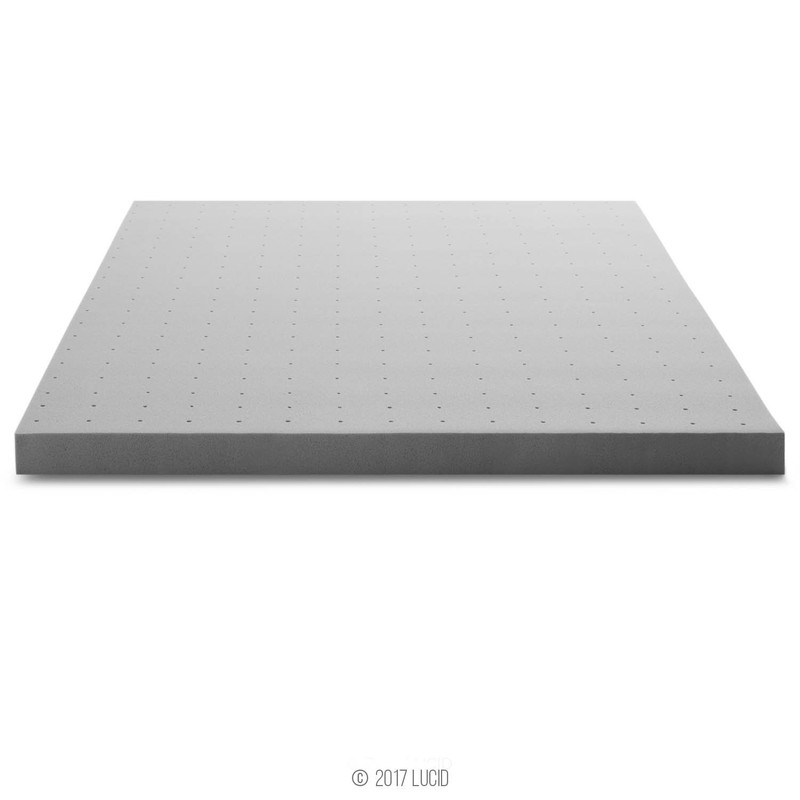 Lucid 3 Inch Ventilated Bamboo Charcoal Memory Foam Mattress Topper,