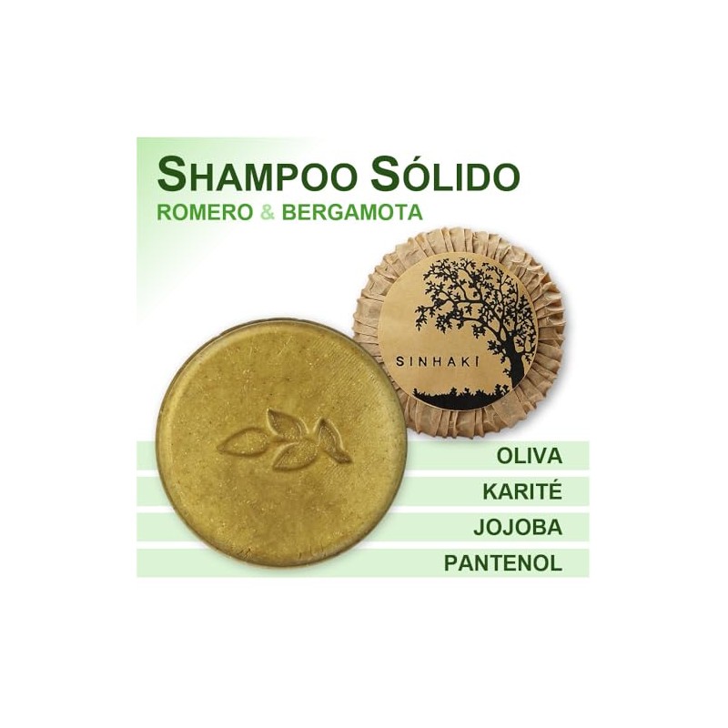 Shampoo Sólido de Romero y Bergamota, Control de Caída,100gr