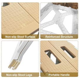 Shower Stool for Shaving Legs, 1 Pack Shower Foot Rest Folding Stool Step to Shave Legs, Shaving Stool for Inside Shower Foldable Small Shower Stool Waterproof Plastic Corner Shower Foot Stool Khaki