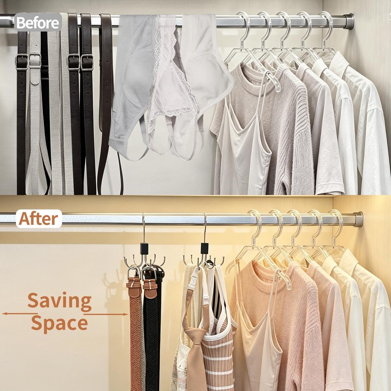 2PCS Belt Hanger for Closet, 12-Hooks Belt Organizer for Max
