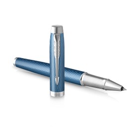 Parker IM Rollerball Pen | Premium Blue Grey with Chrome Trim | Fine Point with Black Ink Refill | Gift Box