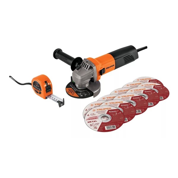 Truper Esmeriladora 4-1/2 750w 10discos Y Flexómetro Truper 101526 Color