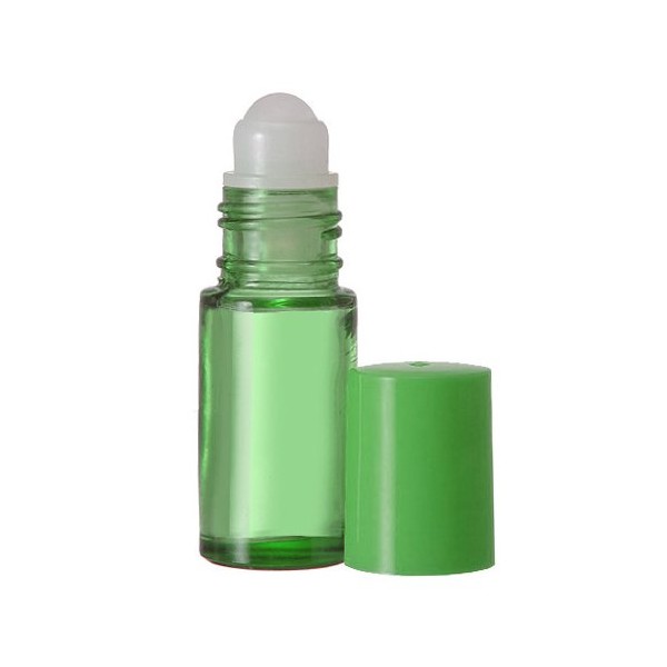 Bargz Empty Glass Bottles - Refillable Color Roll On - Bulk - 1 Dram Pack of 12 - Green Color