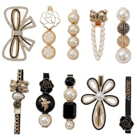 10 Broches P/Cabello Horquillas Perlas Cristal con Purpurina Elegante Decorativa con Lazo Pinzas para el Pelo Hechas a Mano Estrella de Mar Juego de Pinzas para el Pelo (Paquete 1)