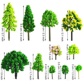 Pack of 55 Model Building Trees, Model Trees Miniature, Landscape Model Trees, Mixed Colourful Model Tree, Mixed Trees, Train Trees, for DIY Landscape, Miniature Landscapes, Sand Table, Landscape