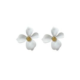 Solighter Baked Paint Flower Stud Earrings for Women Irregular Petal Earrings Small Floral Earrings Jewelry Accessories (White)