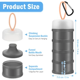 Accmor 3 Pcs Protein Powder Container to Go with Funnels Stand, 4 Compartments Stackable Protein Powder Dispenser for Workout, Fitness, Travel