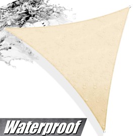 ColourTree 16' x 16' x 16' Beige TADT16 Triangle Waterproof Sun Shade Sail Canopy Awning Shelter, 95% UV Block Water Resistant, Garden Carport Outdoor Patio (We Customize)