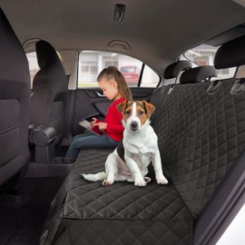 Bell+Howell Waterproof Dog Car Seat Cover for Back Seat or Trunk, Car Accessories for Travel with Storage Pockets, Universal Fit, Scratch and Waterproof