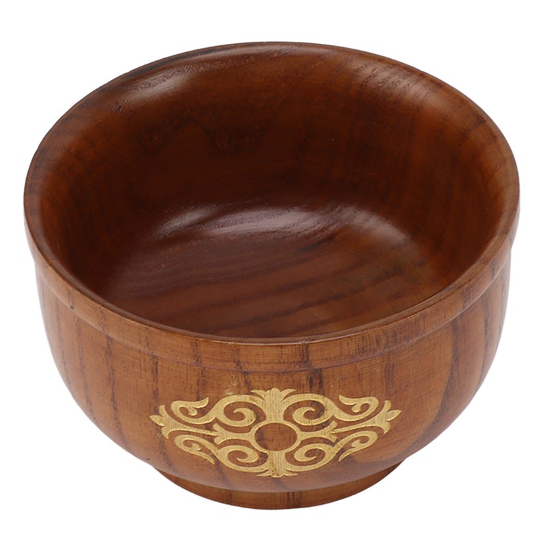 Wooden Rice Bowl Jujube Wood Anti Scald Exquisite Elegant Round