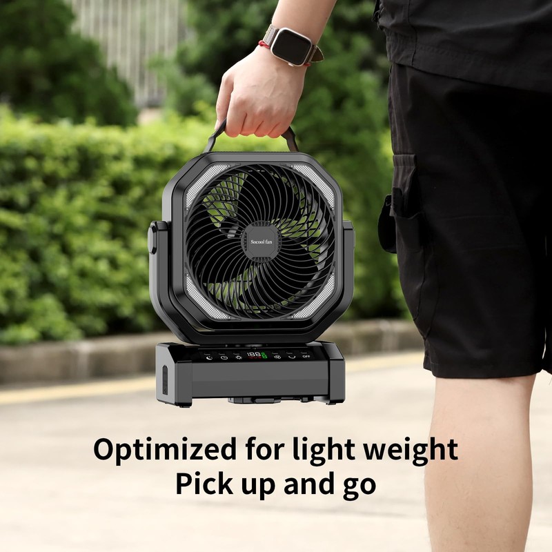 Socool Camping Fan with Light - 20000mAh Rechargeable Battery Fan,