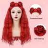 FOVER 5-Piece Red Princess Buns Wig Set for Women Costumes