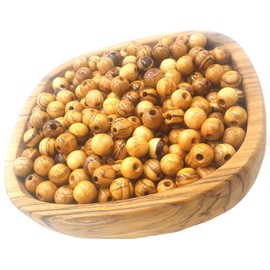 Jerusalem Olive Wood Making A Rosary Beads Supplies 10mm (500 Beads) | Wood Beads for Necklaces from Bethlehem Jerusalem Israel | 10mm Round Polished Wooden Beads with Zuluf Certificate BEAD027