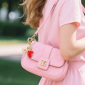 Strawberry Keychain Mini Coin Purse Keychain Y2K Leather Coin Pouch Fruit Bag Charms for Handbags Gifts for Women