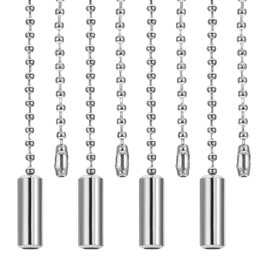 PATIKIL 1M 3.3ft Ceiling Fan Pull Chain, 4 Pcs Beaded Pulls Cord Extender Cylinder Pendant for Fan Light Chandelier Table Lamp Pulling Switch, Silver Tone