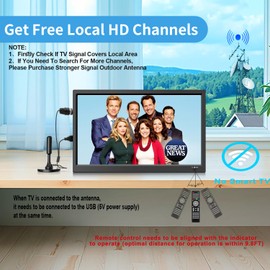 Feihe 15.6 inch Small Kitchen TV with ATSC Tuner/HDMI/USB/AV, Built-in TV Steel Stand and Remote Control for Bedroom,RV,Camping,Outdoor or Office