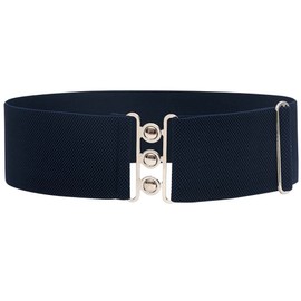 Corsé ancho elástico para mujer con hebilla ajustable para camisas, vestidos, cintura exterior, Azul oscuro, L