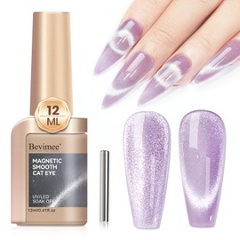 Bevimee Cat Eye Gel Nail Polish 12ML, Lavender Purple Smoothie Magnetic Gel Polish Holographic Shimmer Glitter Cats Eye Nail Polish with Magnet Stick Soak Off UV Nail Art Valentine's Day