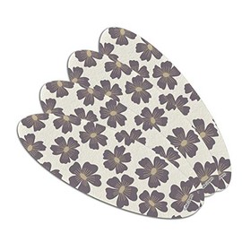 Gray Flowers Double-Sided Oval Nail File Emery Board Set 4 Pack