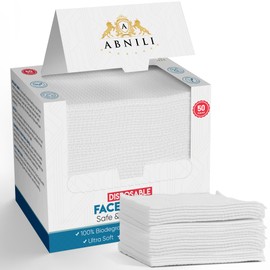Abnili Face Towels, Disposable Face Towels, 100% Biobased XL, Ultra Soft, Clean Towels, Makeup Remover Dry Wipes, 50 Ct, 1 Pack