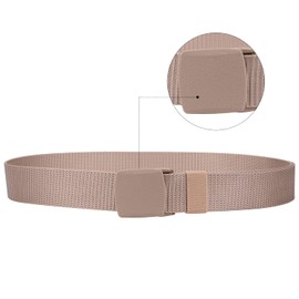 WedDecor Nylon Webbing Military-Style Belt, 1.5" Canvas Belt with Flip Plastic Buckle, Combat Webbing Belt for Cargo Pants, Tactical Belt for Military Wear, Outdoor, Cream