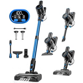 VICEASE Vacuum Cleaner, 350W 30Kpa, 3 Suction Modes, Green LED&Anti-tangle floor brush, 8-in-1 Stick Vacuum for Home/Hardwood/Floor/Pet Hair/Car Carpet Cleaning Machine Household Appliances - Color: Deep Blue