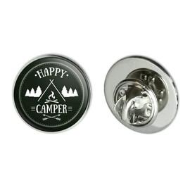 Happy Camper with Campfire Metal 0.75" Lapel Hat Pin Tie Tack Pinback