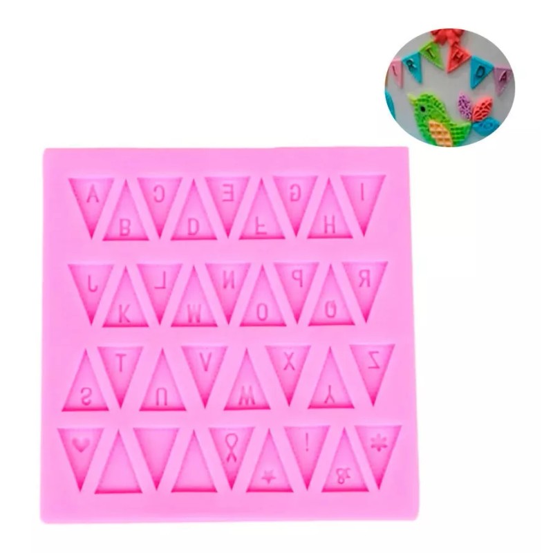 n Molde Pastel Triangulo Letras Fondant Decoracion Reposteria