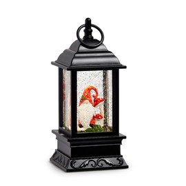 Raz Imports Mushroom and Woodland Gnome Lighted Water Lantern, 9.5-inch Height, Christmas Decoration