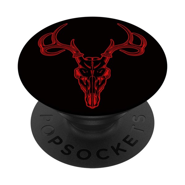 Cool Red Outline Deer Hunt Skull Buck Horns Design On