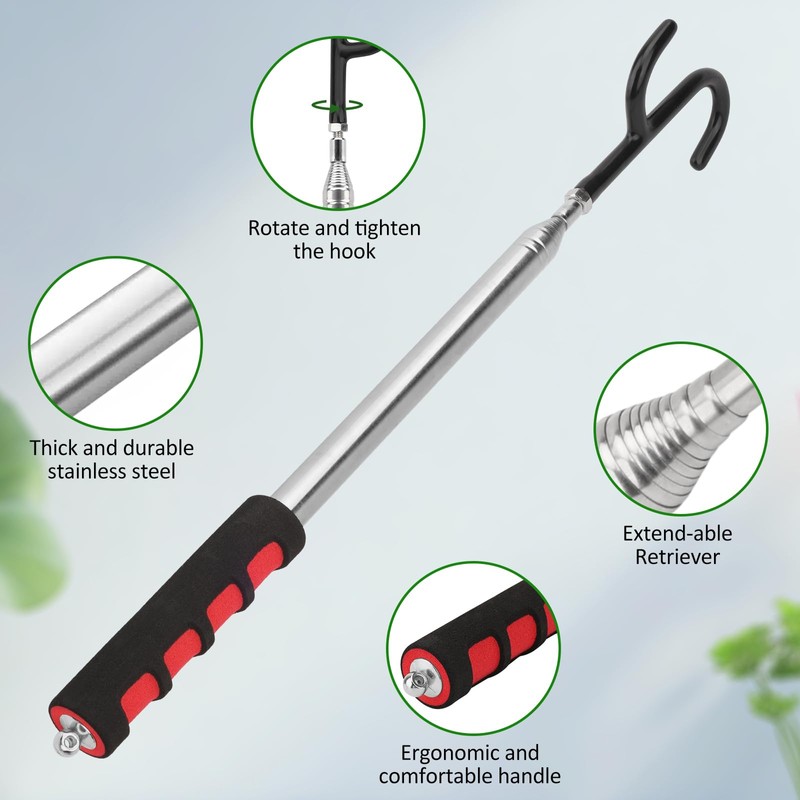 Bgzdxhxyr Disc Golf Retriever Pole, 10 Foot Extendable Pole with