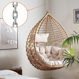 Ziamzra Chain Stainless Steel Chain 2 m 4 mm Stainless Steel Chain Sold by the Metre Hanging Safety Spools Link Chain Round Steel Chain with Carabiner for Dog Chain Swing Chains Anchor Chain Hanging