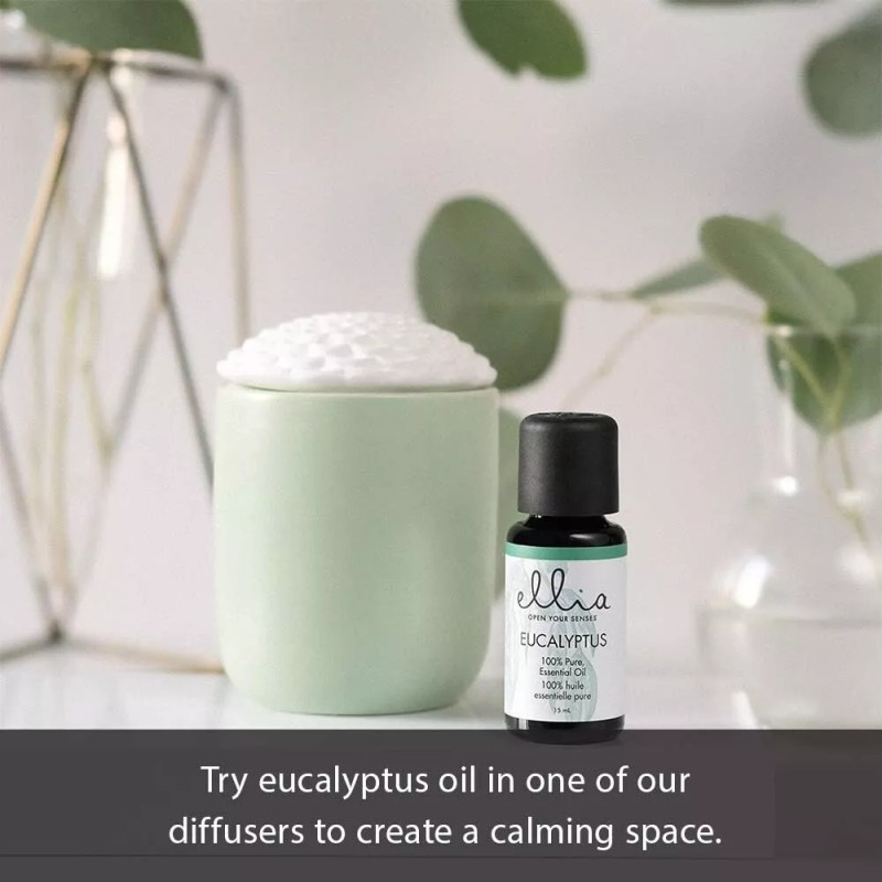 Ellia Diffuser Essential Oil Eucalyptus 15ml, 100% Pure, Therapeutic Grade,