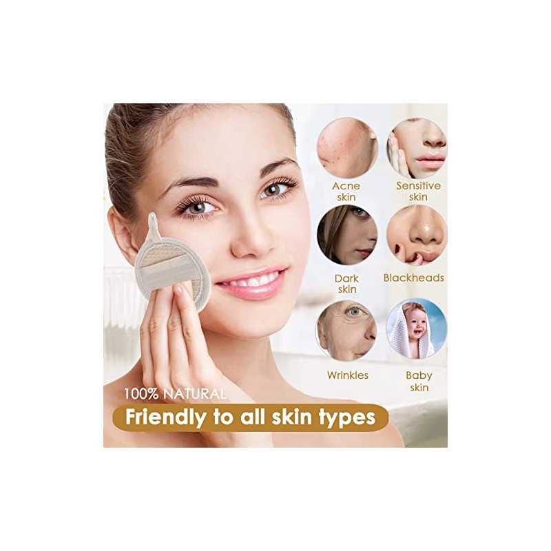 6 púas de esponjas exfoliantes para la cara, esponja limpiadora