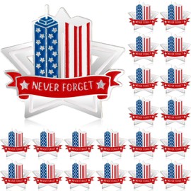 Remuuly 30 Pcs September 11th Twin Towers Lapel Pin Memorial Pentagon Shaped Commemorative Lapel Pin Never Forget Holocaust Pin for Lapel Jacket Hat Backpack Honor Victims 9/11 Remembrance, 1.4 Inch