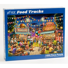 Food Trucks Jigsaw Puzzle 1000 Piece by Vermont Christmas Company - Fully Interlocking & Randomly Shaped Pieces - 26 5/8" x 19 1/4"