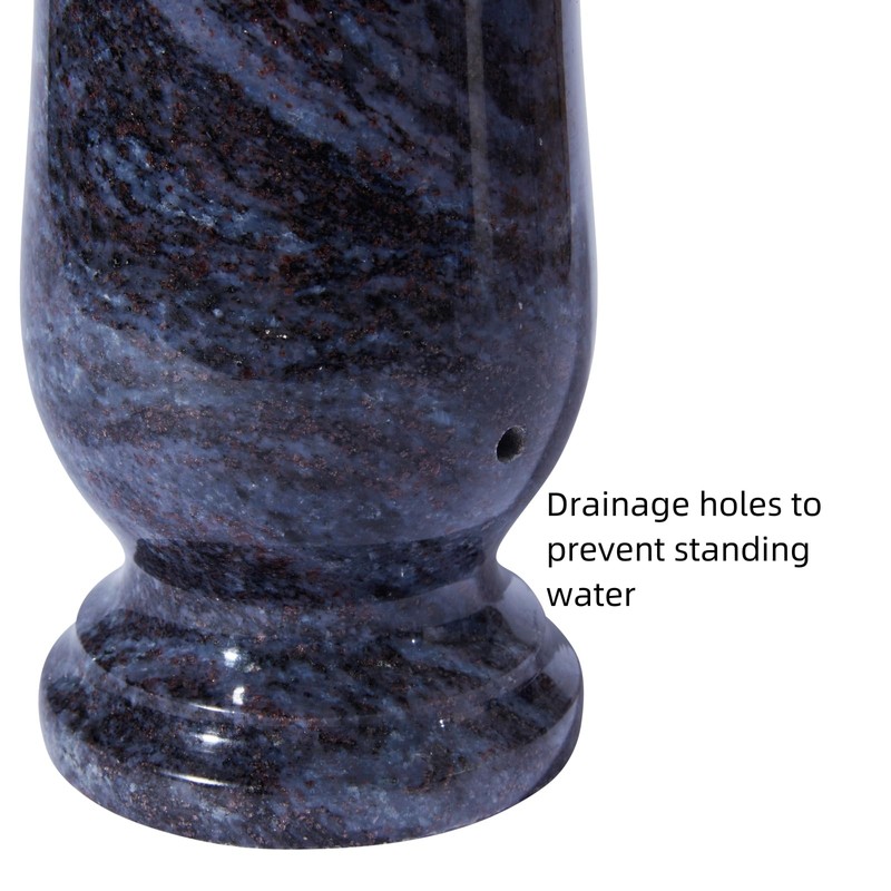 Afvarir Cemetery Granite Vase for Grave, Natural Stone Heavy Headstone