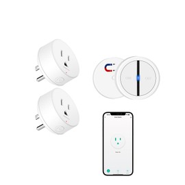 Greencycle Smart Wireless Remote Control Outlet Plug,WiFi Outlets for Household,On Off Smart Outlets Switch Compatible with Tuya,Alexa and Google Assistant,Timer Outlet,No Wiring,White,1SW1+2R05