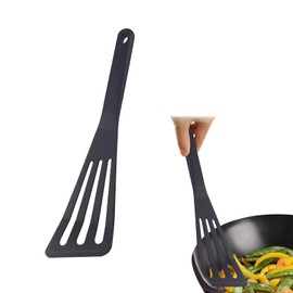 Liroyal Long Turner, Kitchen Tool, Spatula, Silica, Antibacterial, Scratch Resistant, Dishwasher Safe, Total Length 12.3 inches (31.2 cm) (Black)