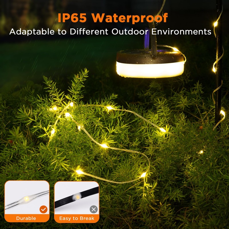 YUNJAYI Retractable Camping String Lights, 33FT 3000 mAh Rechargeable 4