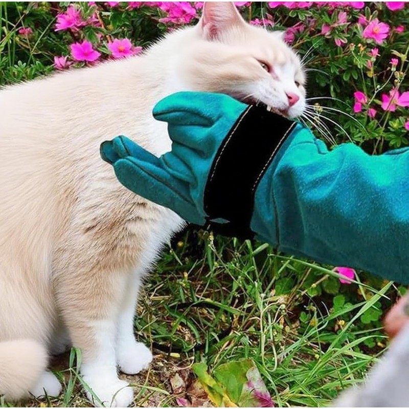 60CM Animal Handling Gloves Bite Proof, Thickened Leather Protective Gloves