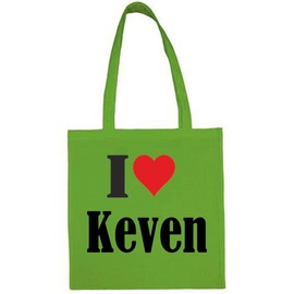 Reifen-Markt Tasche I Love Keven Größe 38x42 Farbe Grün Druck Schwarz